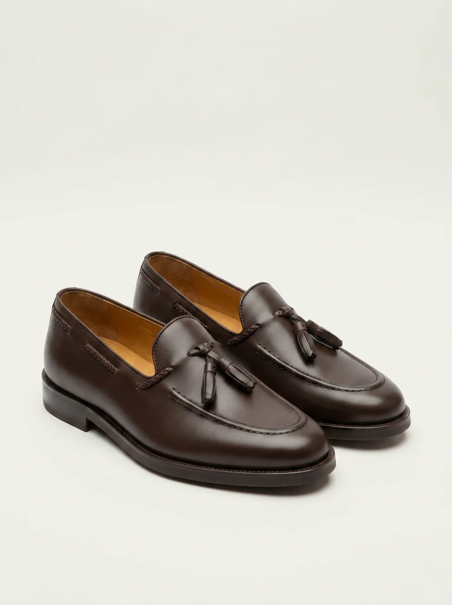 Source product photograph of Brown tassel loafers