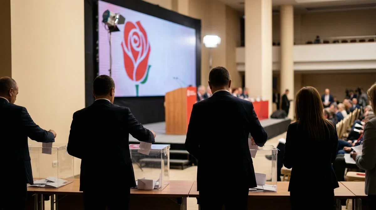 Гласуване на делегатите по време на 51-вия конгрес на БСП в София.