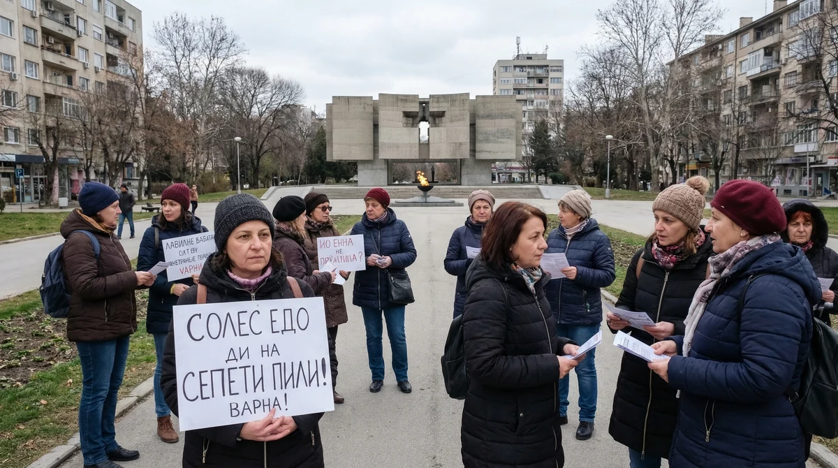 Участници в демонстрация за правата на жените пред Пантеона в Морската градина във Варна