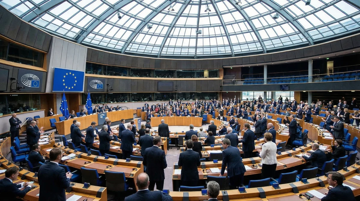 Пленарна зала на Европейския парламент в Страсбург по време на дебат за разширяването на ЕС