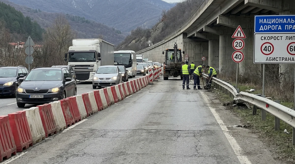 Ремонт на виадукт държи трафика София - Ботевград в една лента