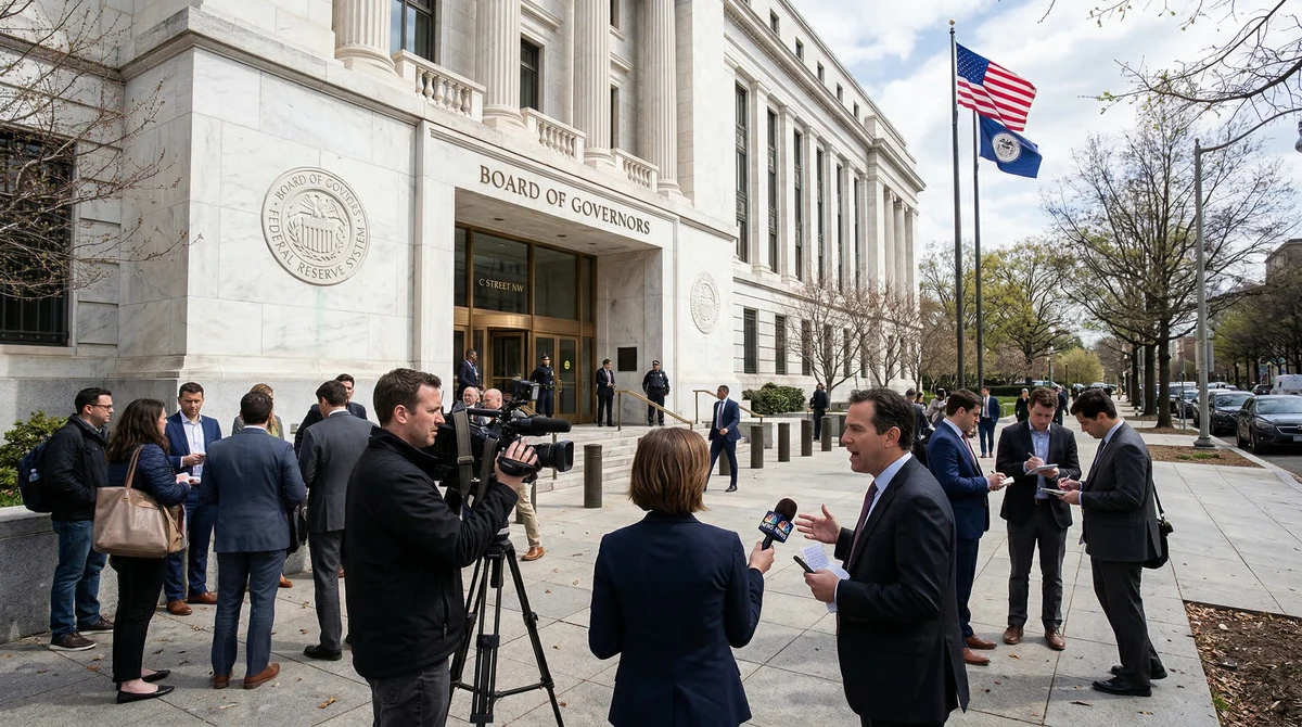 Сградата на Федералния резерв във Вашингтон на фона на засилен пазарен интерес към решението за лихвите и долара