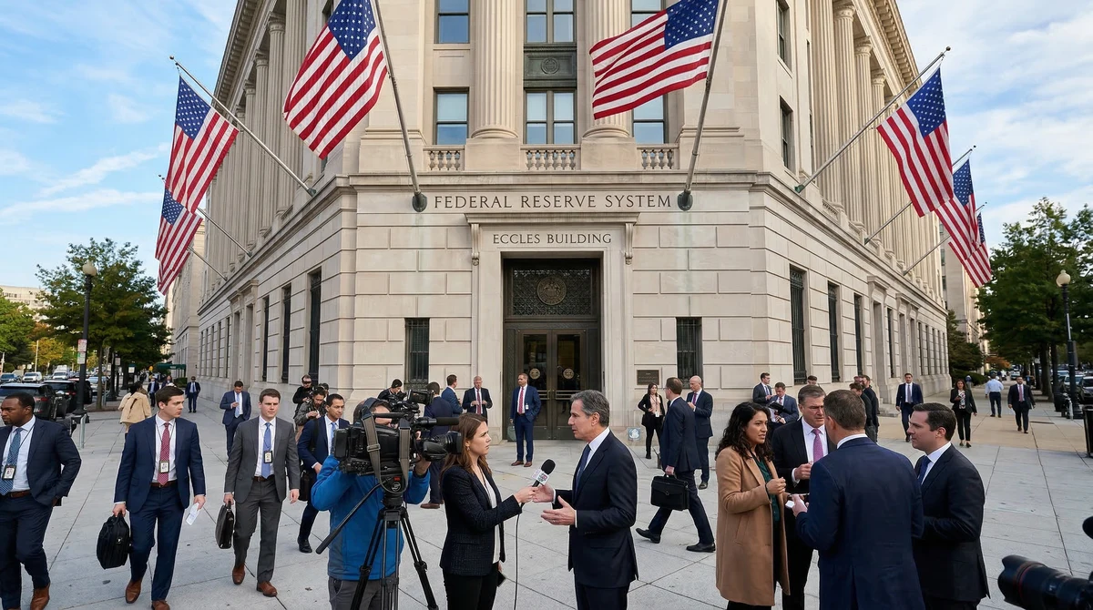 Сградата на Федералния резерв във Вашингтон на фона на пазарни очаквания за решение по лихвите