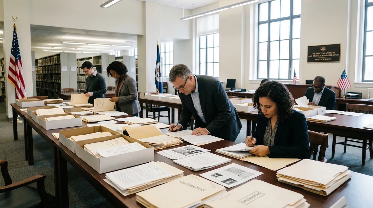 Читалня в американски архив с разсекретени документи по случая с убийството на Джон Кенеди