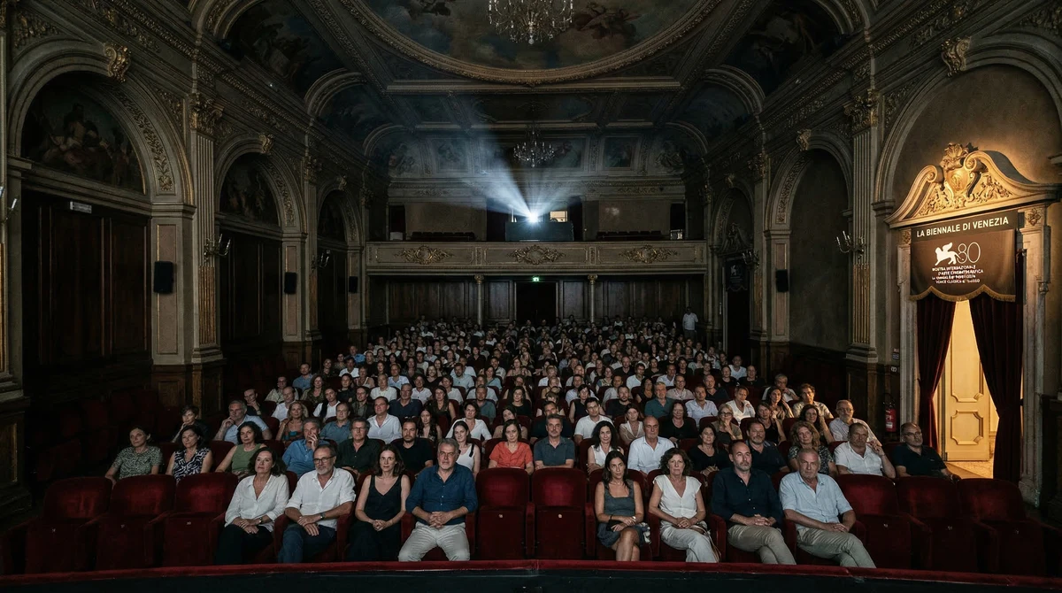 Публика в историческо кино във Венеция по време на прожекция на реставриран класически филм