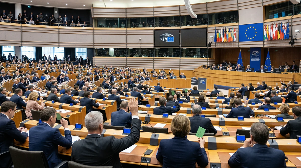 Зала на Европейския парламент по време на гласуване по директива на ЕС срещу корупцията