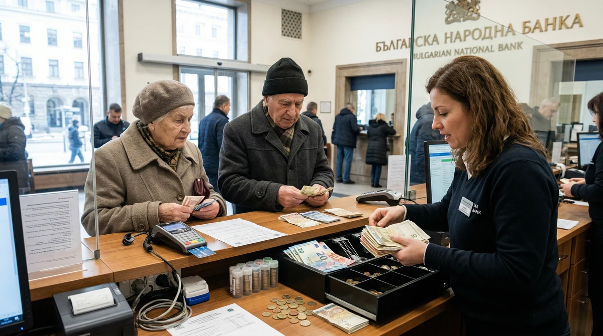 Клиенти в банков офис обменят левове в евро след края на двойното обращение в България.