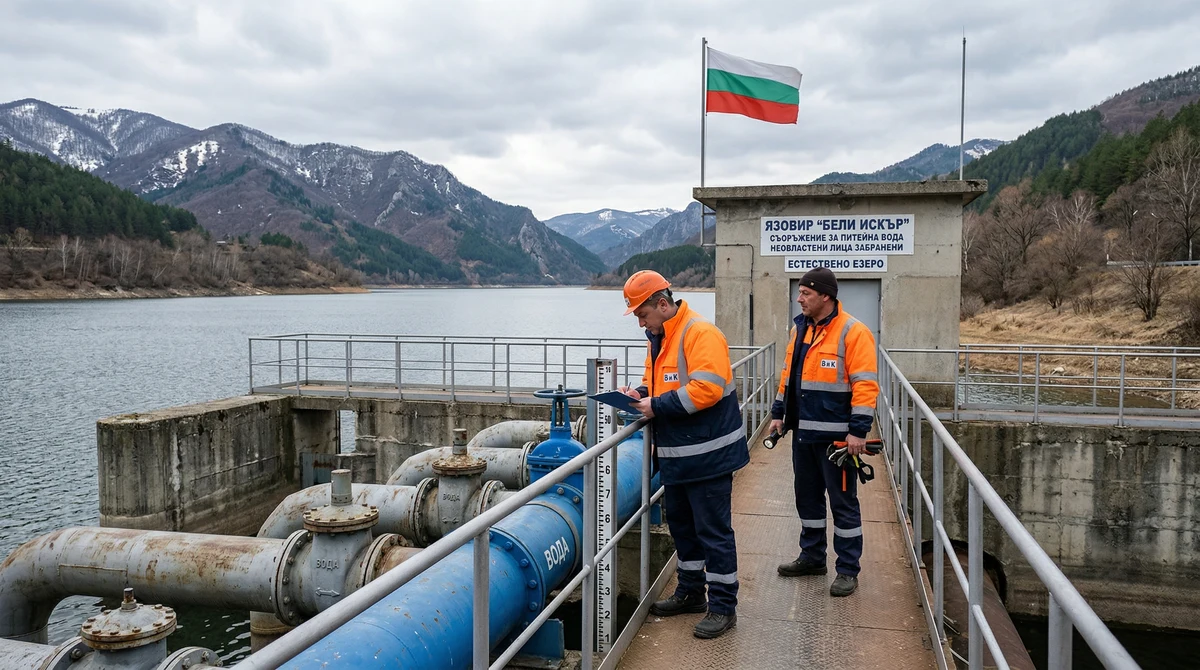 Язовир и водоснабдителна инфраструктура в България през пролетта, свързани с риска за водоснабдяването на големи градове.