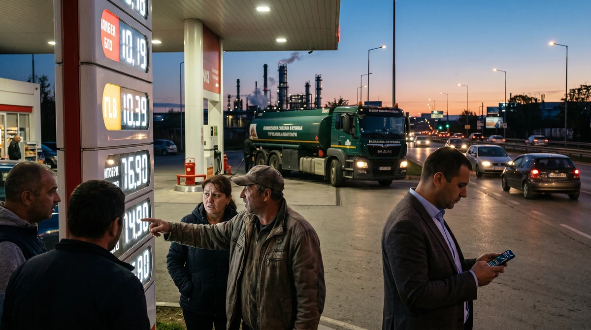 Шофьори на бензиностанция следят високи цени на горивата на фона на глобален петролен шок