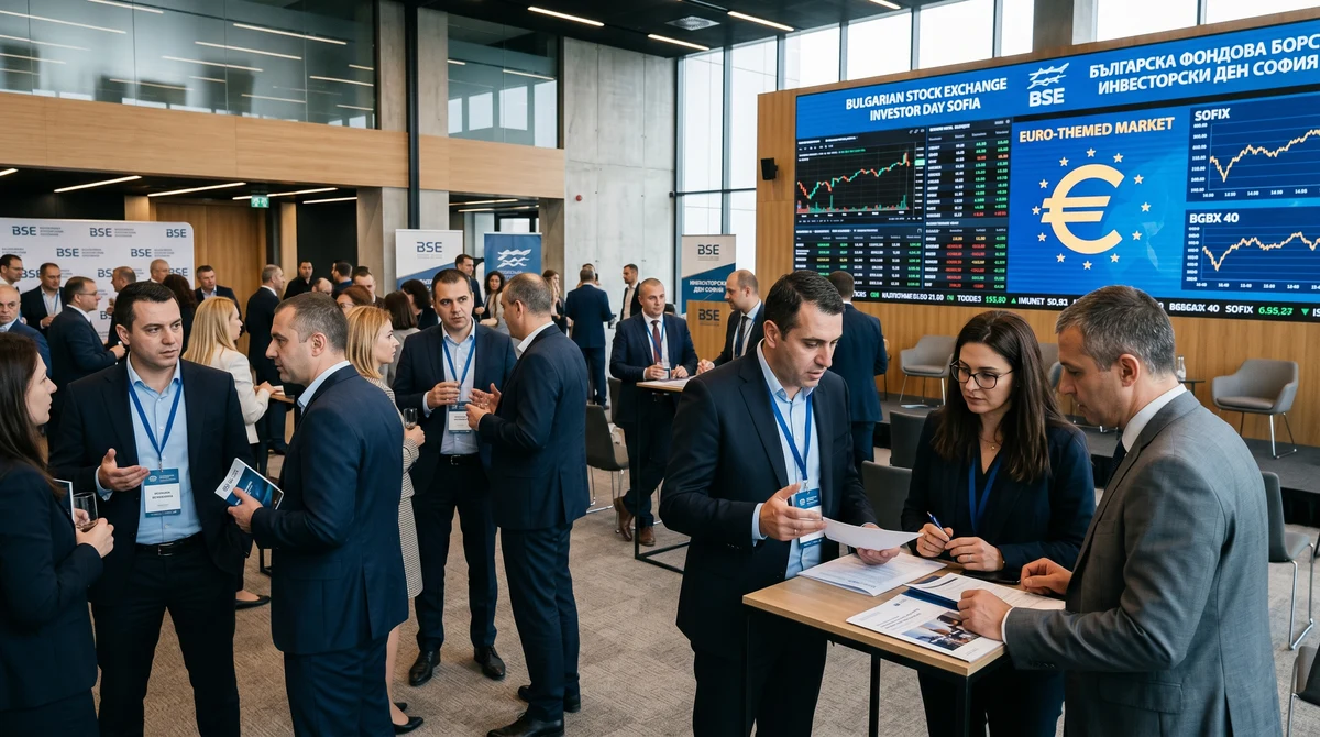 Участници в инвестиционен форум на Българската фондова борса в София обсъждат пазарни възможности и финансиране в евро.