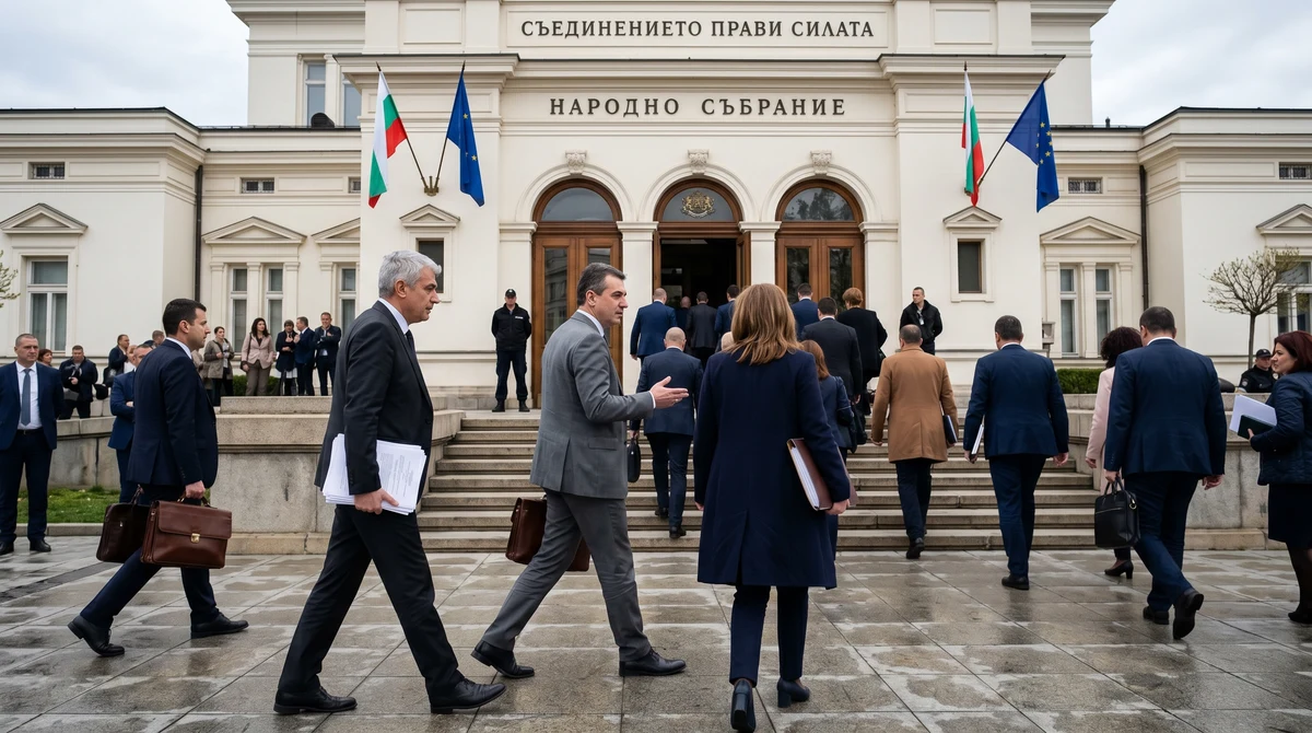 Сградата на Народното събрание в София по време на политически преговори за съставяне на правителство