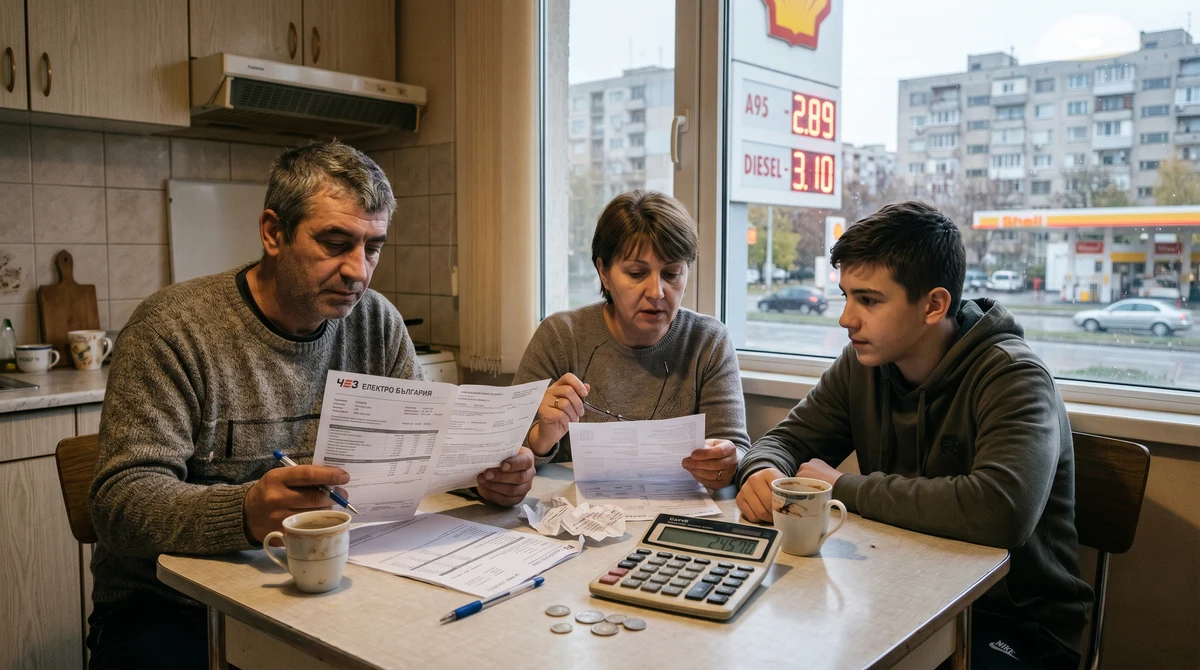Семейство в България преглежда битови сметки и бюджет на фона на поскъпващи горива и разходи за живот.