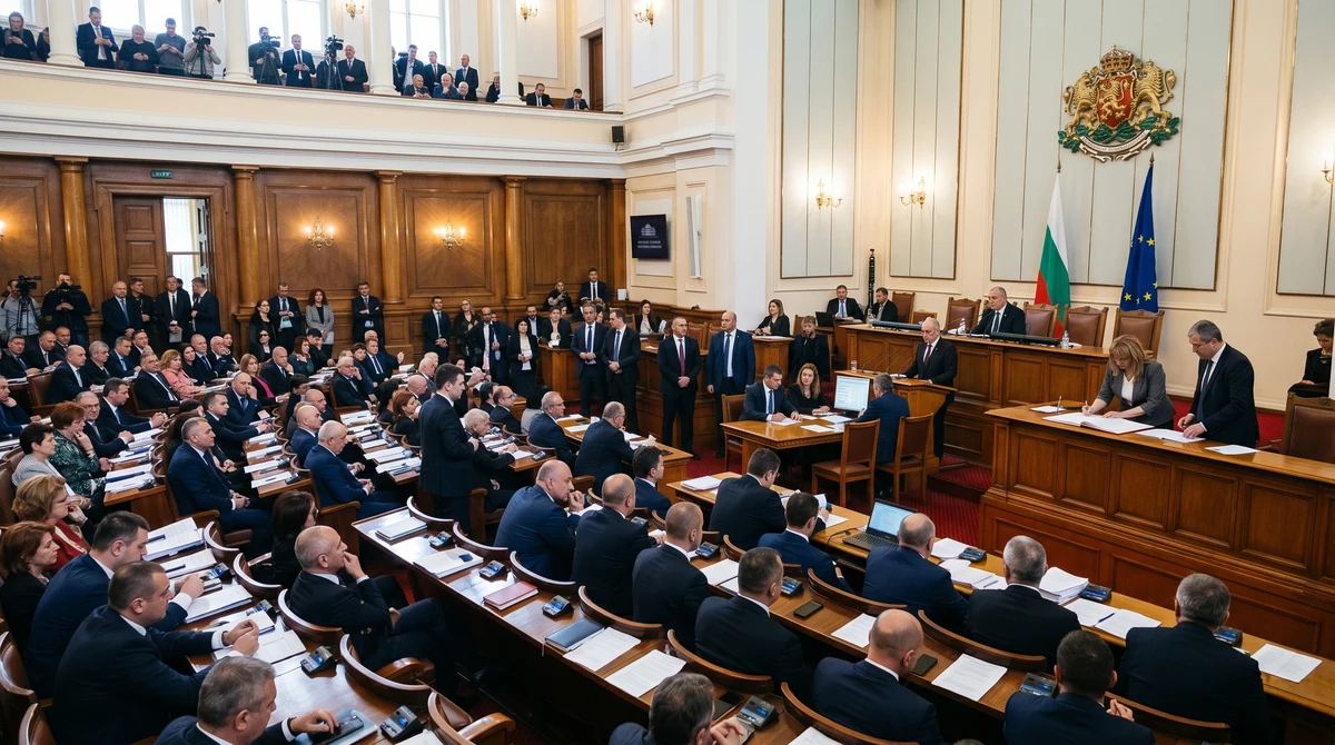 Пленарна зала на Народното събрание по време на откриващо заседание и процедурни гласувания