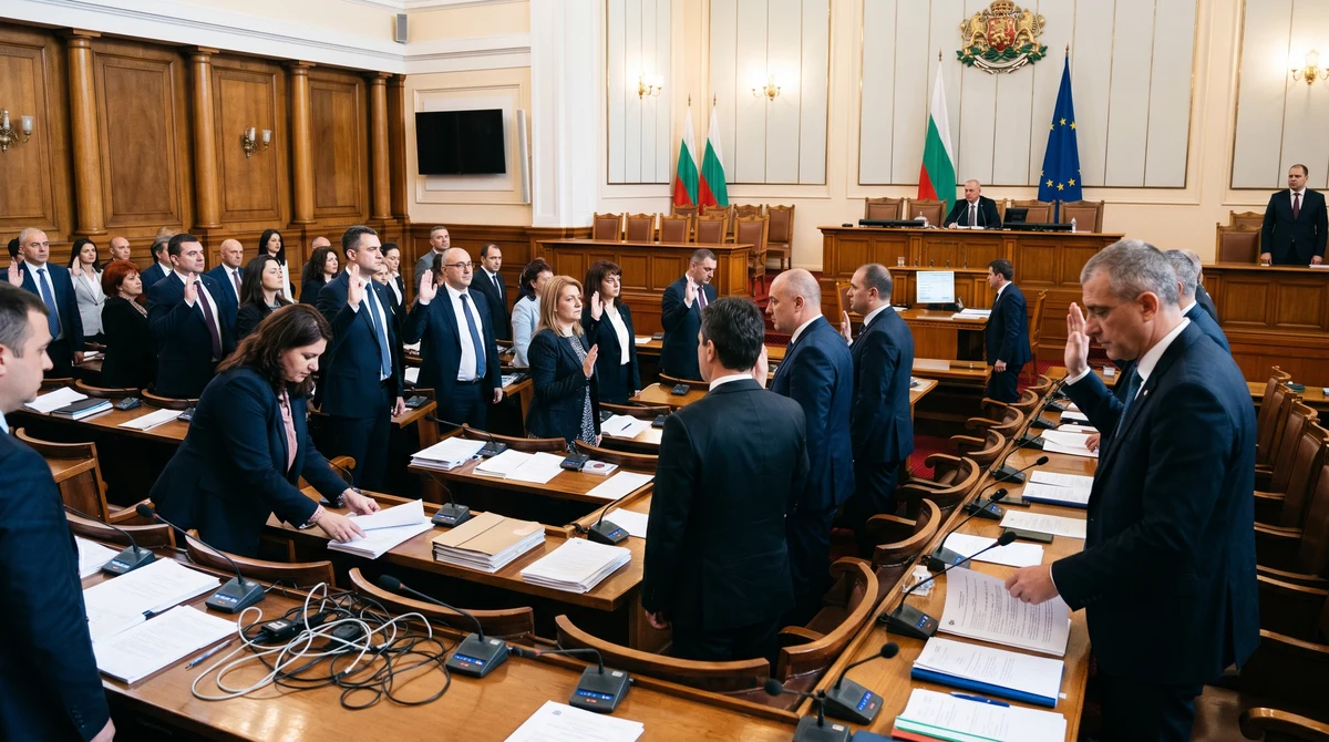 Пленарната зала на Народното събрание в София по време на първото заседание на новия парламент