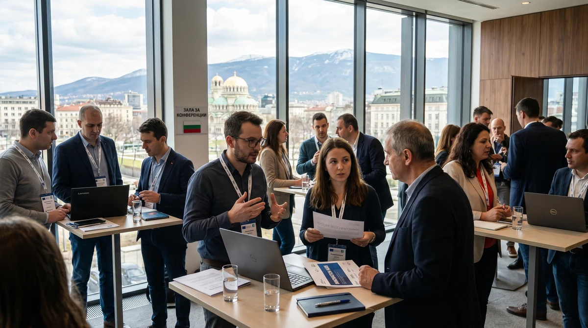 Инвеститори и представители на технологични компании на бизнес форум в София обсъждат финансиране и растеж на сектора.