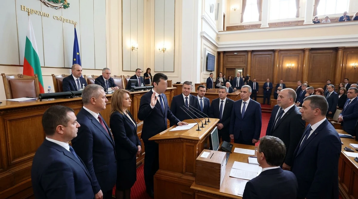 Пленарна зала на Народното събрание по време на клетва и първи процедурни гласувания