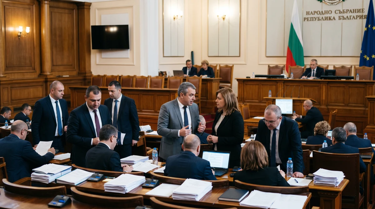 Пленарна зала на българския парламент по време на дебат за държавния бюджет