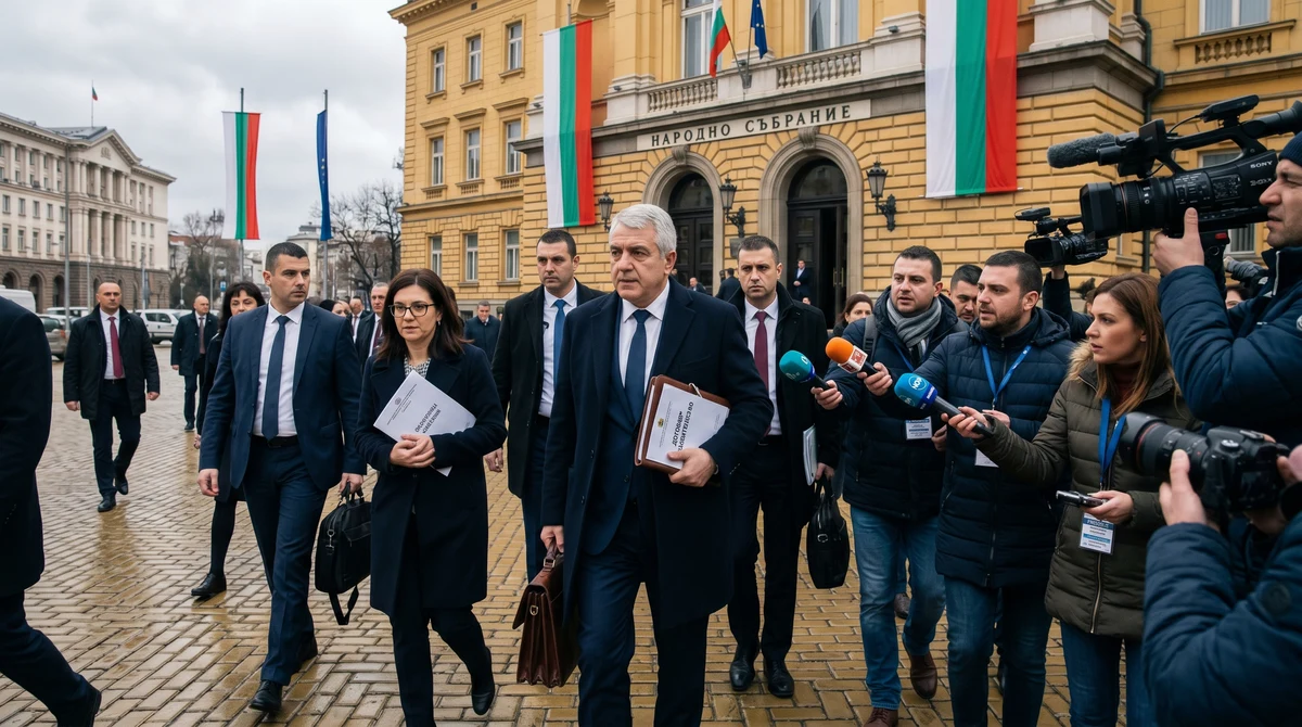 Сграда на Народното събрание в София на фона на политически консултации за съставяне на правителство