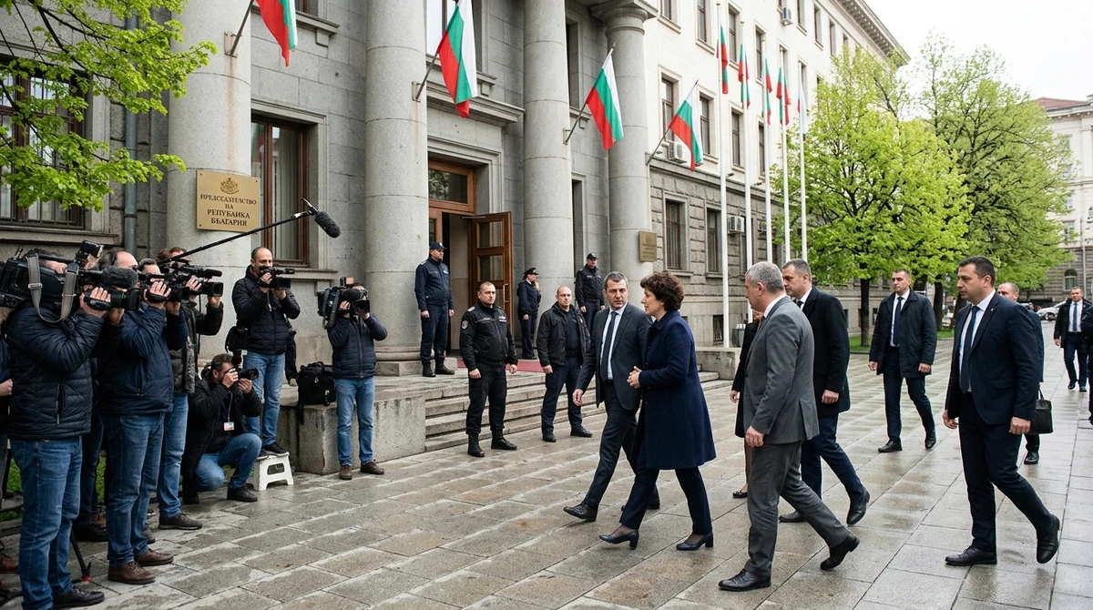 Сградата на президентството в София по време на политически консултации за съставяне на правителство