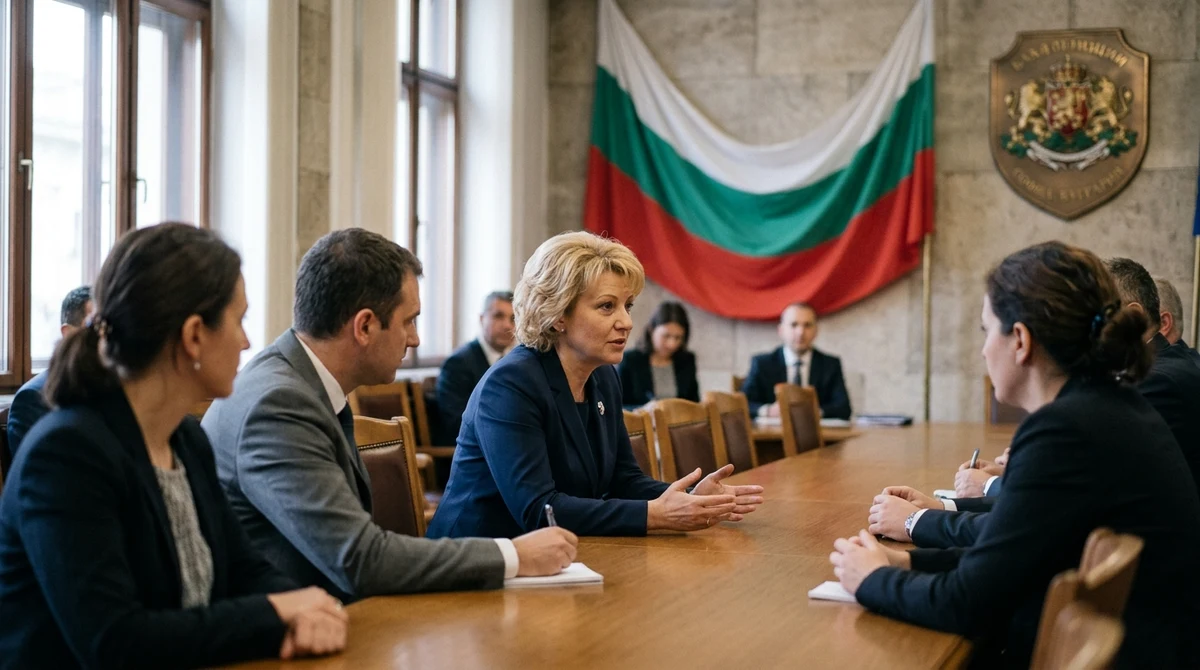 Илияна Йотова провежда консултации с парламентарни групи в официална сграда в София