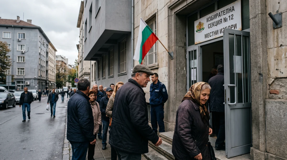 Избиратели пред секция в София по време на частични местни избори