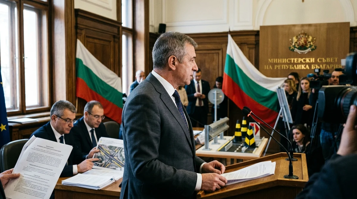 Румен Радев на брифинг в правителствена сграда по тема за спрени обществени поръчки и пътна инфраструктура