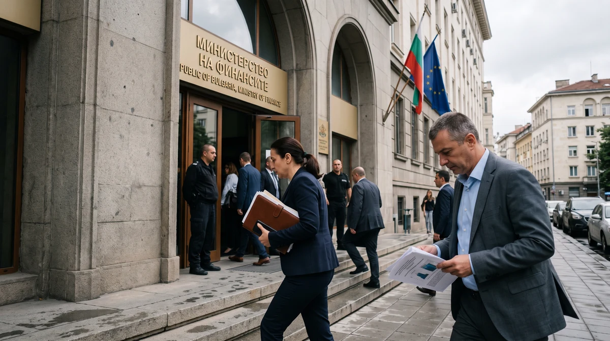 Сграда на държавна институция в София с българското и европейското знаме, свързана с темата за бюджета и дефицита
