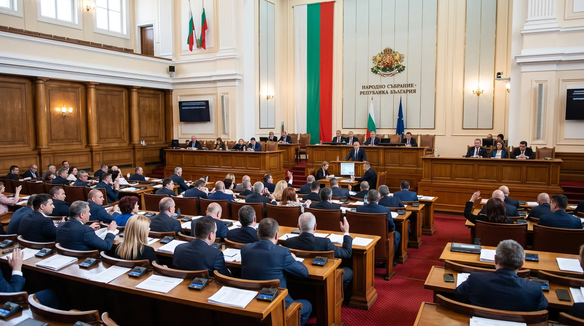 Пленарна зала на Народното събрание по време на гласуване на вот на недоверие срещу правителството