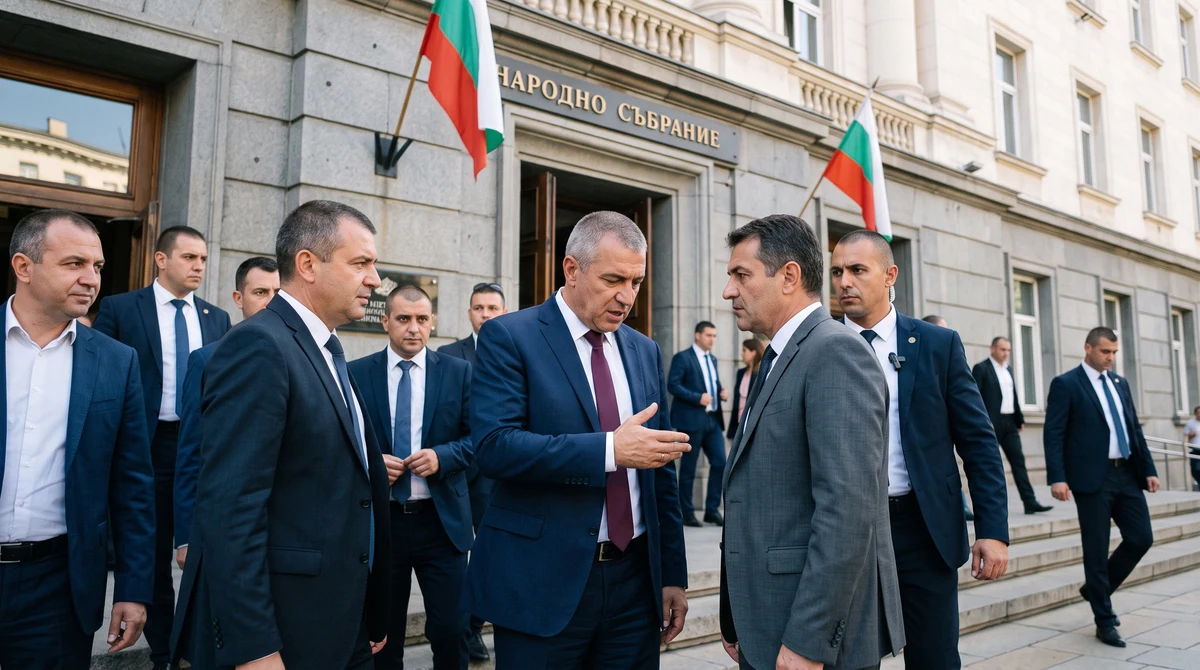 Сграда на Народното събрание в София на фона на процедура по избор на председател на ДАНС