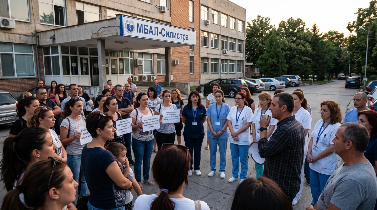 Родители и медицински работници пред МБАЛ-Силистра на протест за възстановяване на детското отделение