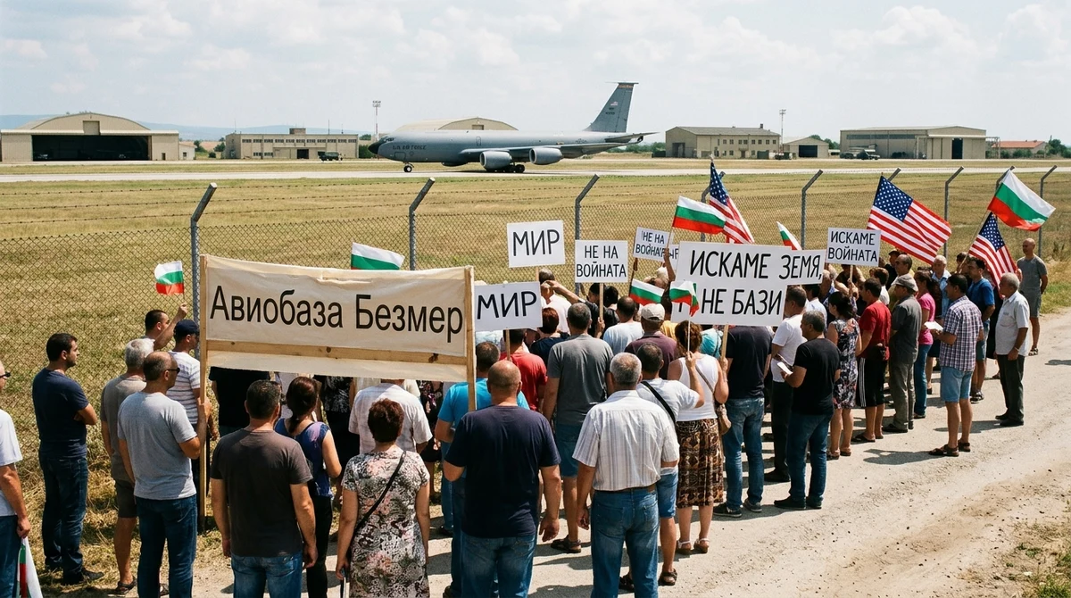Жители на Безмер протестират срещу разполагането на американски самолети-цистерни в авиобазата