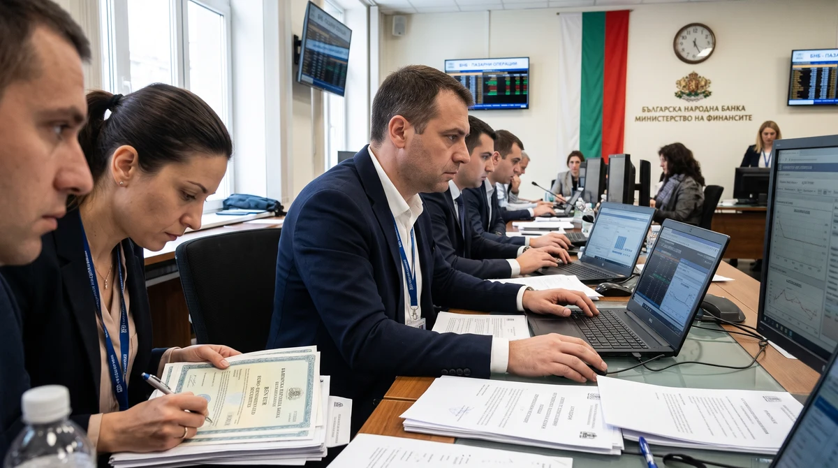 Финансови експерти разглеждат документи за нова емисия държавни облигации до българското знаме