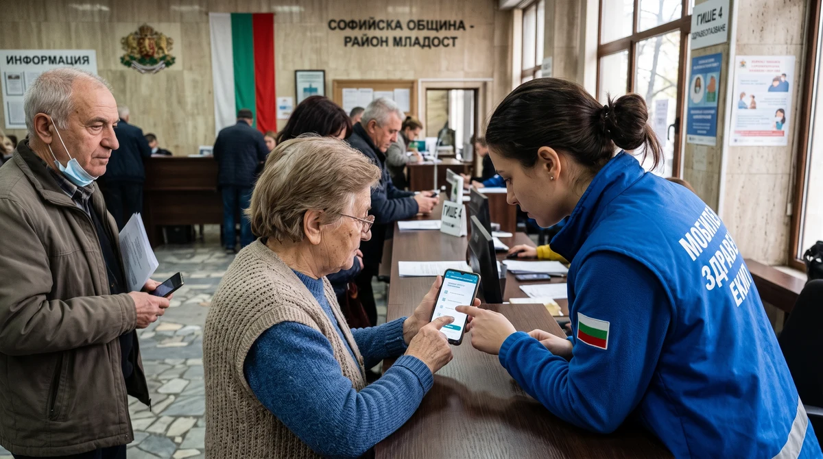 Мобилен екип помага на граждани да активират приложението „еЗдраве“ в общинска сграда