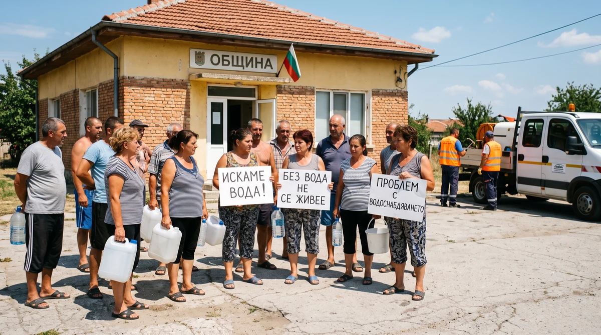 Жители на Кула протестират пред общината заради прекъсванията на водоснабдяването.