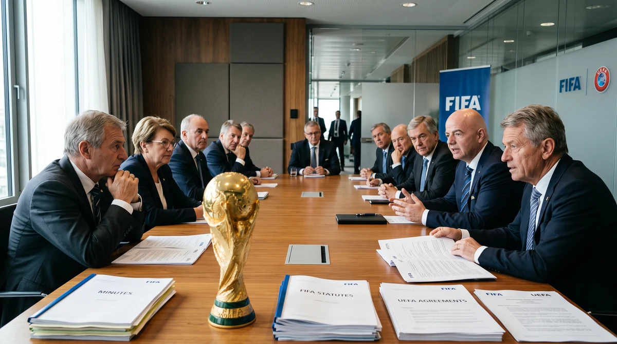 Служители на FIFA и UEFA обсъждат правен спор до документи и трофея на Световното първенство