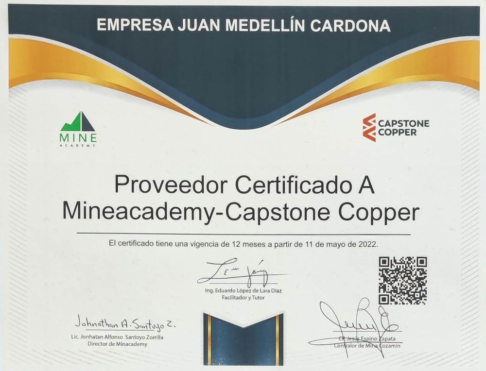 Certificación Empresa Juan Medellín Cardona.