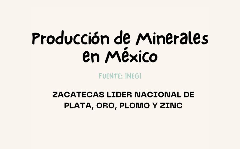 Zacatecas a la cabeza en producción de oro, plata, plomo y zinc: INEGI