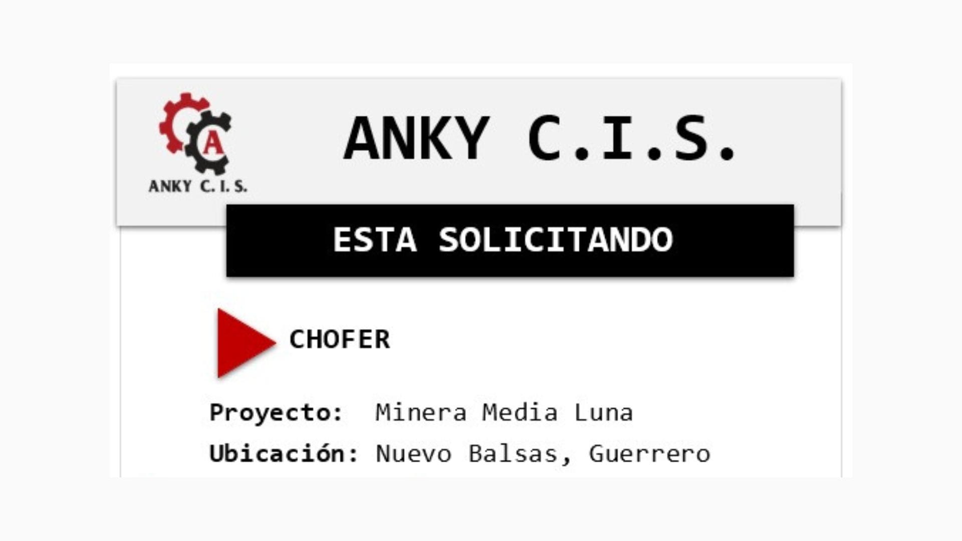 Oportunidad Laboral ANKY C.I.S.