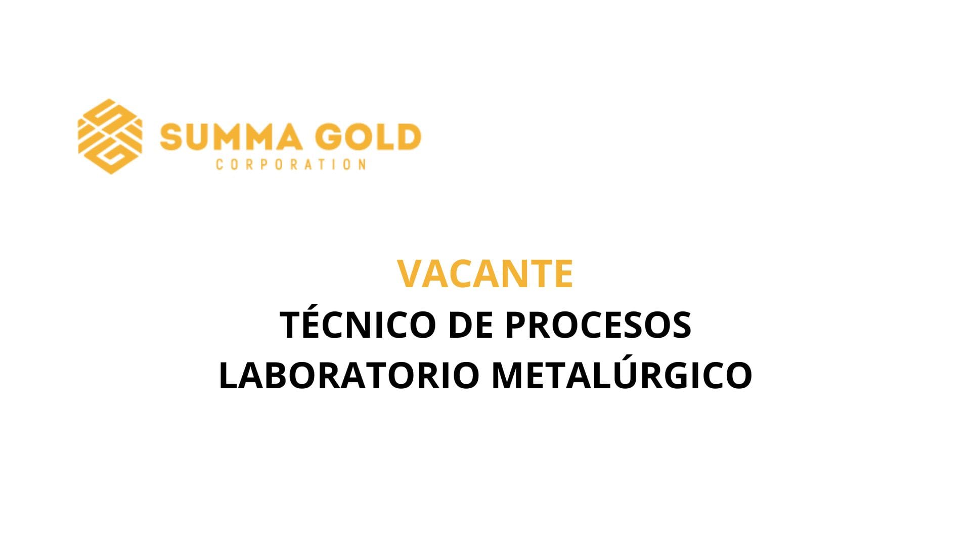 Oportunidad Laboral SUMMA GOLD