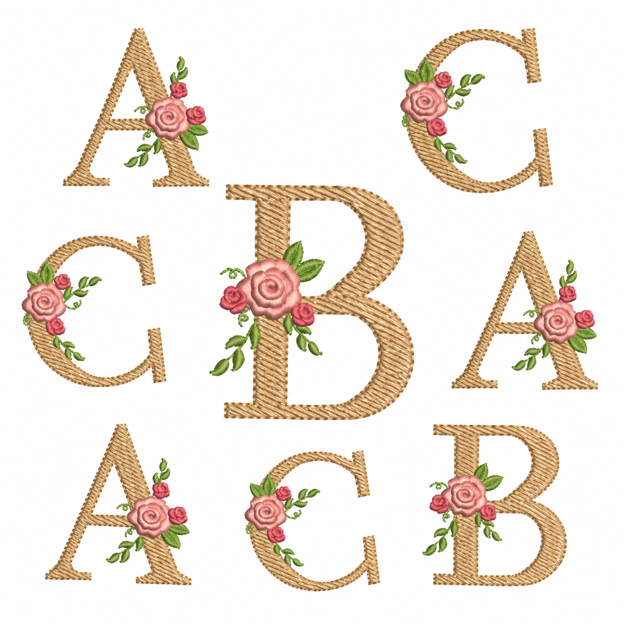 Matrizes de Bordado - Coleção Alfabeto Floral