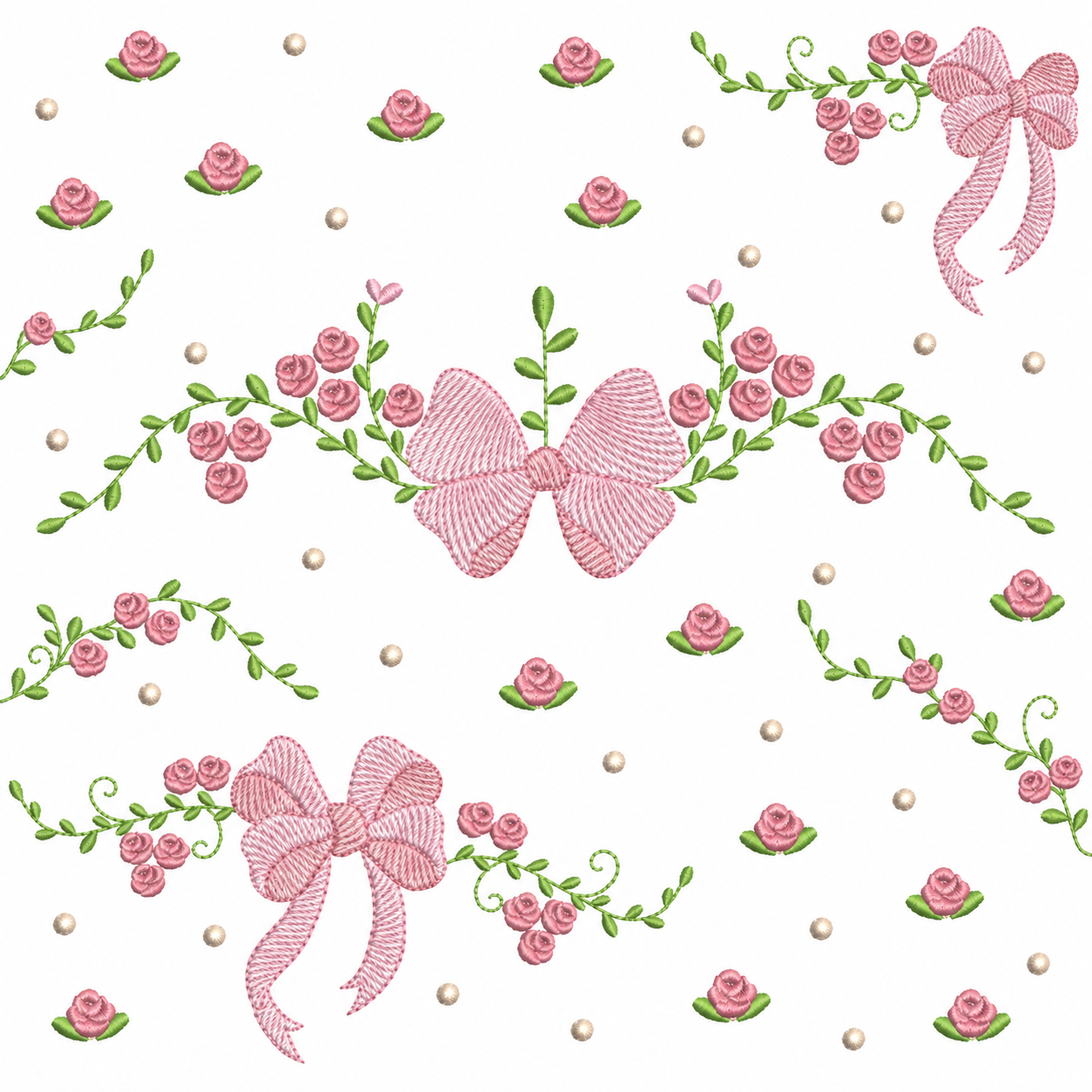 Matrizes de Bordado - Mini Coleção Floral com Laços Delicados