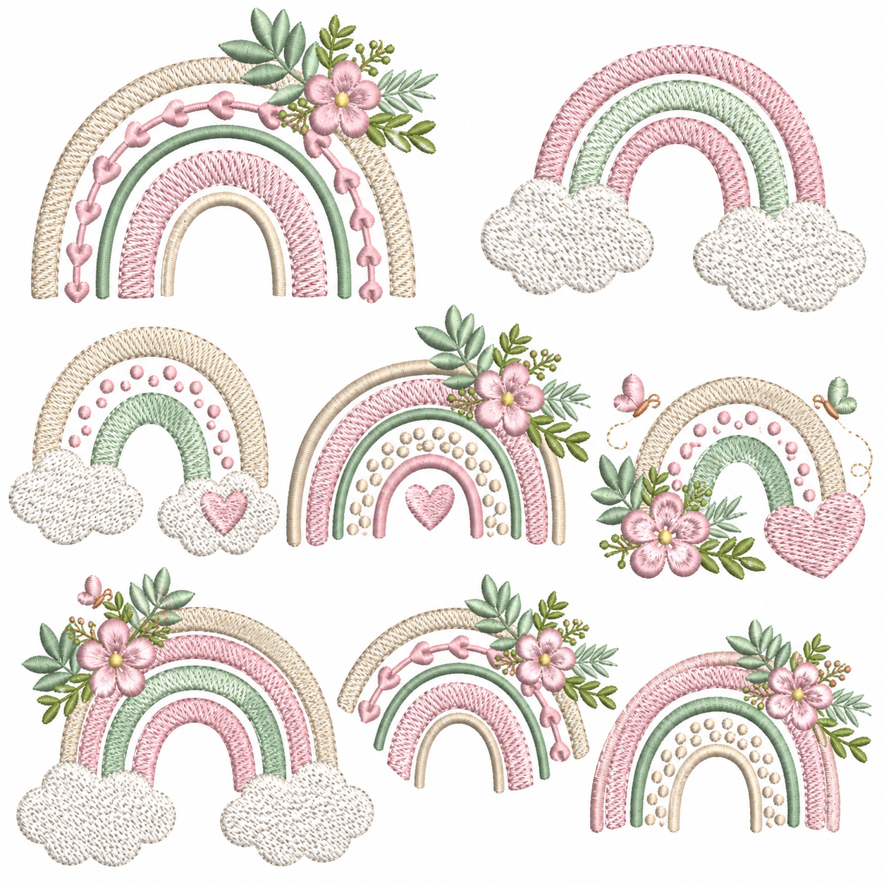 Matrizes de Bordado - Coleção Arco-Íris Floral Delicado