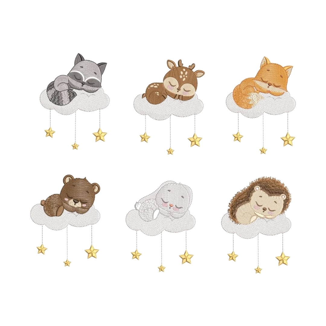 Matrizes de Bordado - Animais Dormindo KIT 1