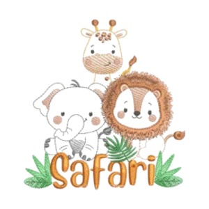 Matriz de Bordado - Trio Safari Ponto Corrido