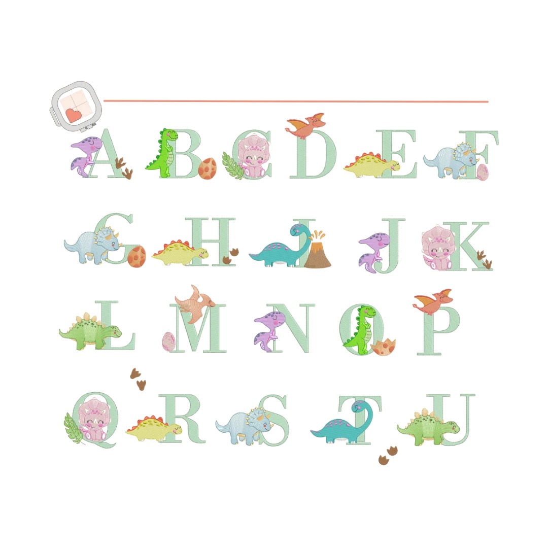 Matrizes de Bordado - Coleção Alfabeto Dinos