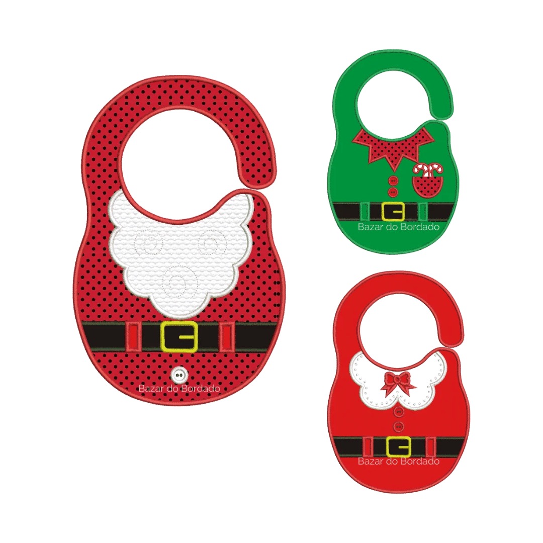 Projeto na Bordadeira - Trio Babadores de Natal na Bordadeira