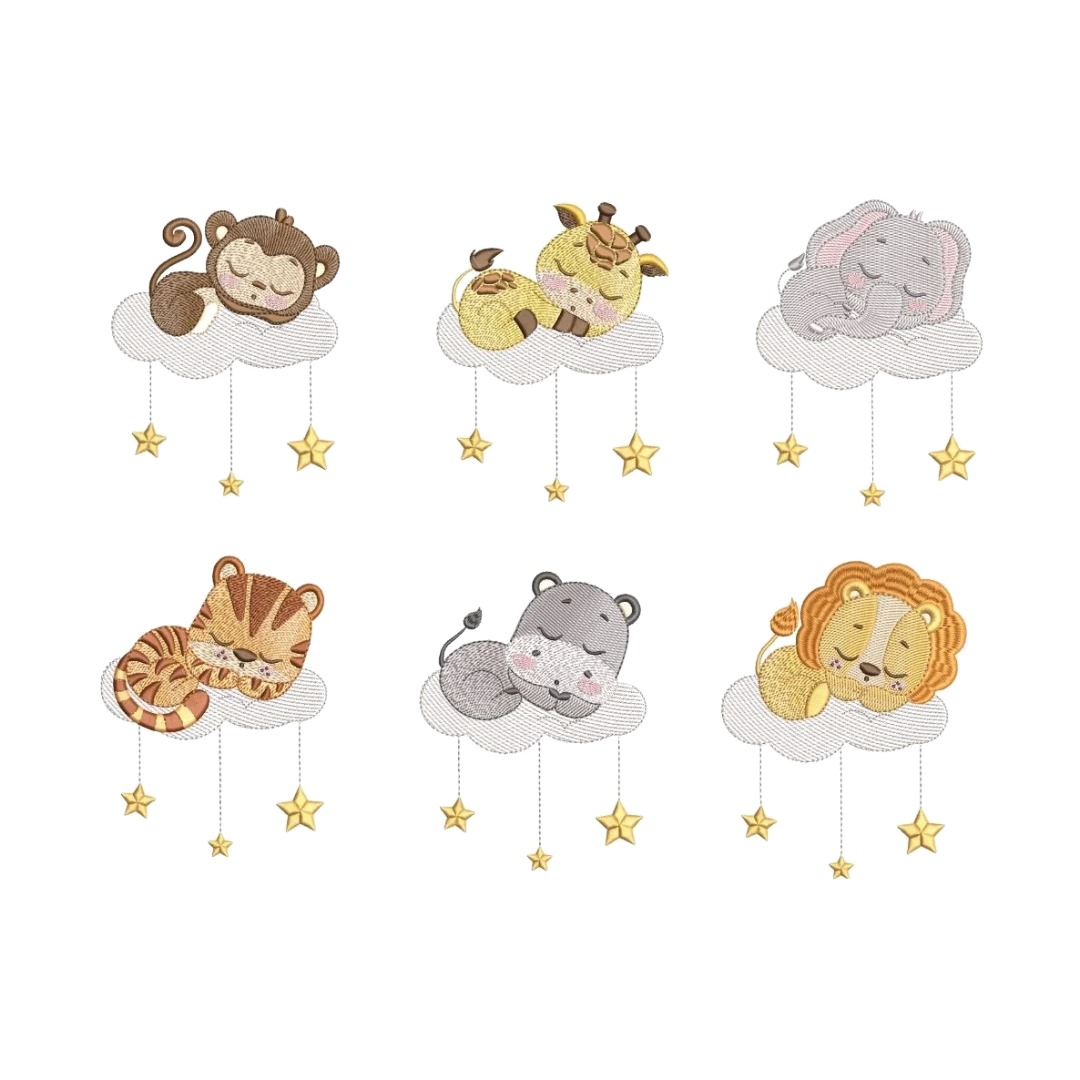 Matrizes de Bordado - Kit Animais Nuvens 2