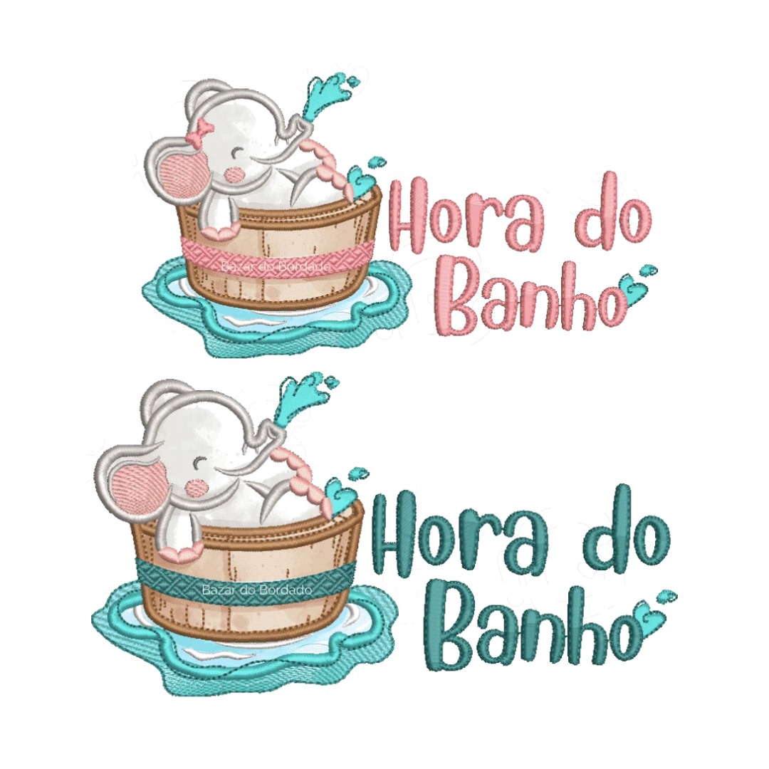 Matriz de Bordado - Elefantinhos Hora do Banho