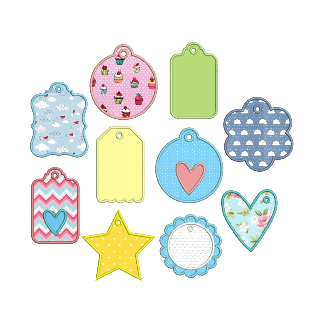 Projeto na Bordadeira - Tags/Chaveiros Variados