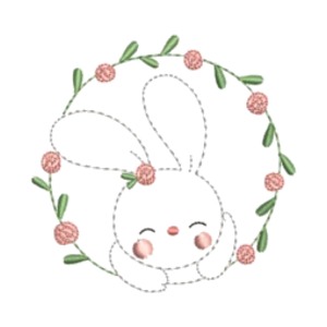 Matriz de Bordado - Coelhinho(a) Moldura Floral